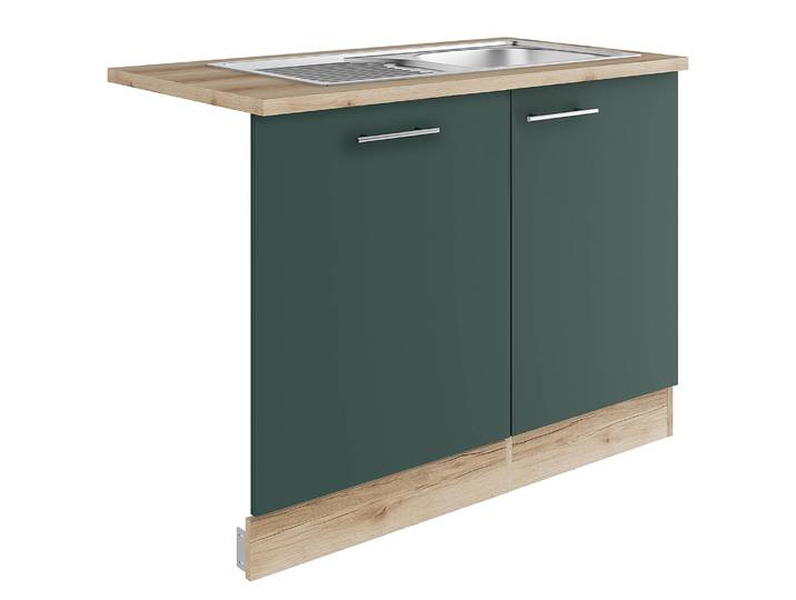 Spülenschrank Variante C 110cm Grün/Grün/Wildeiche Dekor