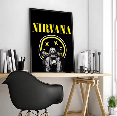 Inspire Picks Nirvana Rock Band Canvas Poster Grunge Calligraphy Wall Art For Music Room Decor black9 50x70cmframeless