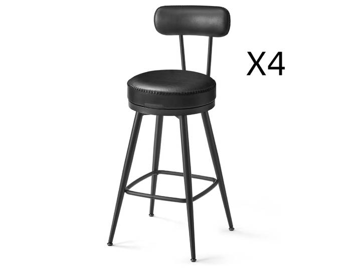 Ensembles de 4 tabourets de bar pivotant noir