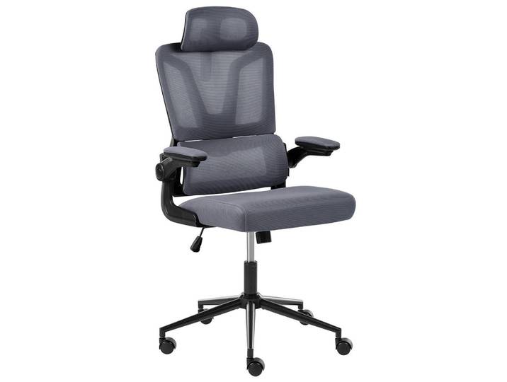 Beliani Bürostuhl Dunkelgrau Kryos, 64x116x64 cm, Büromöbel, Bürostühle, Drehstühle