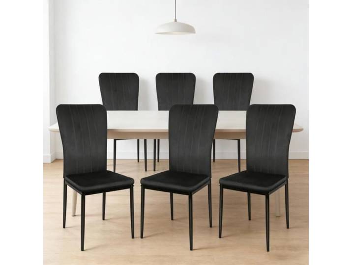 PEACHES Lot de 6 chaises de salle à manger - Chaises avec dossier confortable - Idéales pour les restaurants/cuisines - Noir