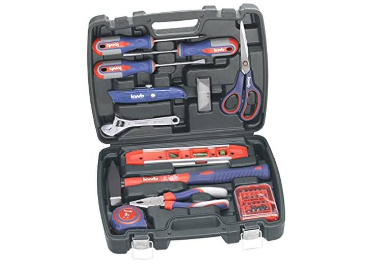 Mallette à outils KWB en plastique dur et robuste de 40 outils de haute qualité. Equipement essentiel pour les usages quotidien et/ou d'atelier