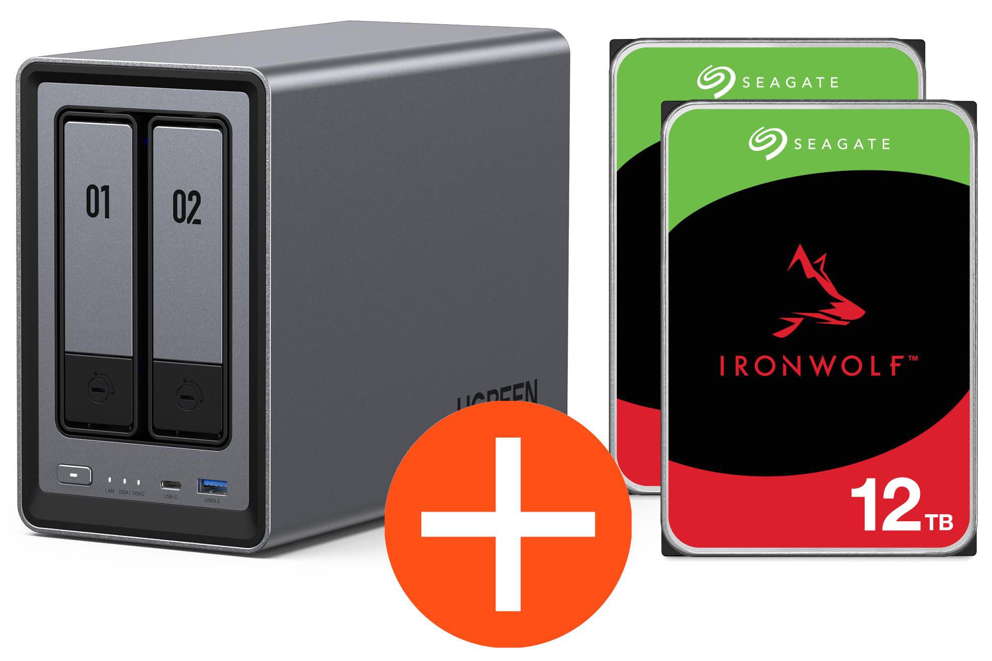 UGREEN NASync DXP2800 NAS System 2-Bay 24TB inkl. 2x Seagate IronWolf ST12000VN0008 12 TBB DXP2800 + 2x ST12000VN0008
