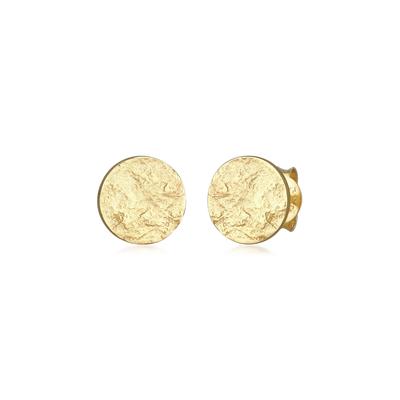 Paar Ohrstecker ELLI "Plättchen Rund Struktur Silber 925", gold, Ohrringe, Damen, onesize, ohne Stein, Silber 925 (Sterlingsilber)