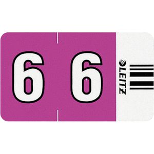 Leitz Ziffernsignale Orgacolor, 6606-00-00, Nummer 6, violett, selbstklebend, mit Strichcode, 500 Stück