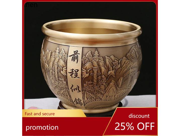 Pot à riz en cuivre Cz, artisanat d'ornementation en cuivre pour l'entrée du salon, un objet de décoration en cuivre au design prometteur
