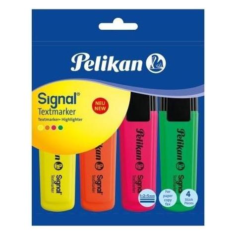 Pelikan Signal Textmarker 4 Stück farbig sortiert, im Polybeutel (4x) (804707)
