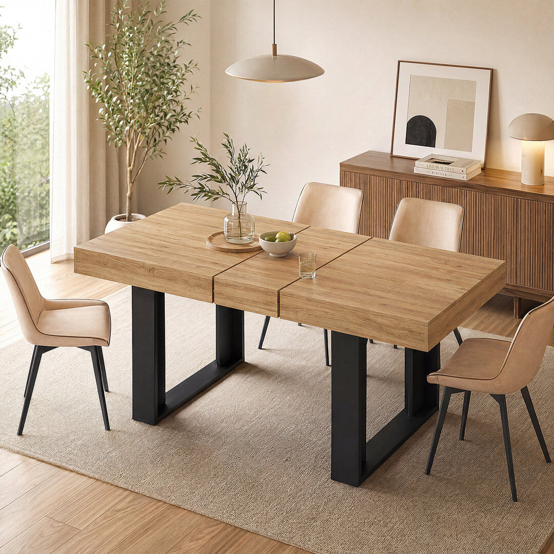 Ebern Designs 160 cm Extendable Rectangular Dining Table Brown