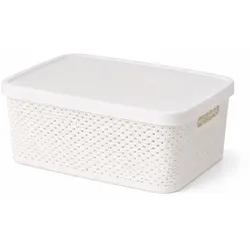 Mojawo Box mit Deckel Aufbewahrungsbox Kunststoff 3,5L weiß L23xB17xH12cm