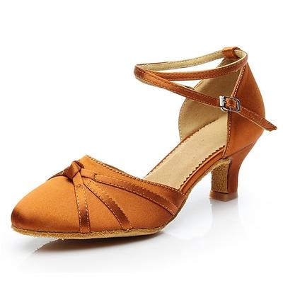 Damen Ballsaal-Tanzschuhe Schuhe für modern Dance Innen Professionell ChaCha Absatz Kubanischer Absatz Schnalle Erwachsene Braun