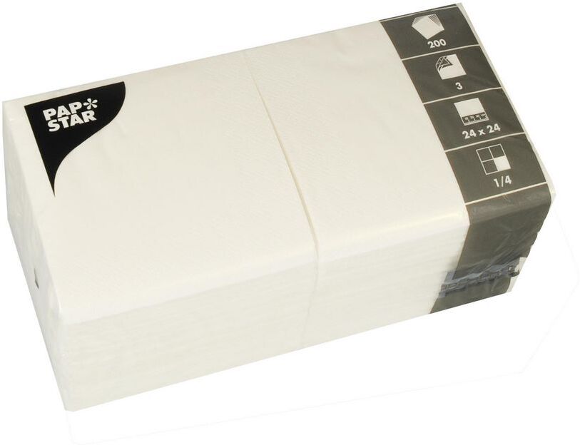 PAPSTAR Servett 3-lags 24x24cm vit 200/fp