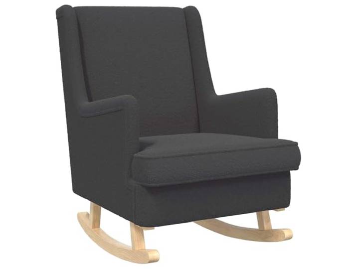 Schaukelstuhl Dunkelgrau Bouclé 62x80x85 cm mit Kissen, Metall und Holz Herausnehmbares Kissen mit Reißverschluss, Metall-Holzrahmen, Beine aus Kautschukholz, trockene Reinigung mit einem Tuch