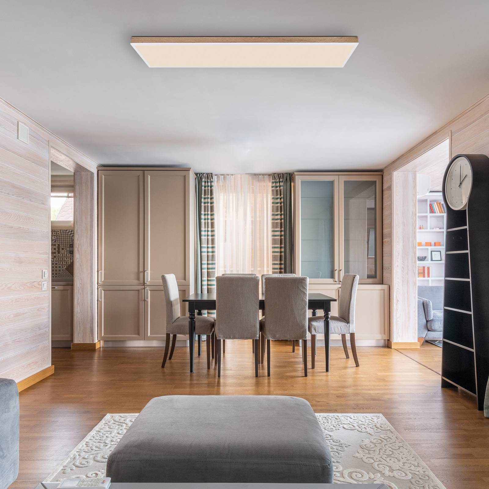Globo Wooden Ceiling Light Doro, dimmable, Dark wood, Living / Dining Room, Wood, Modern, Ceiling Light