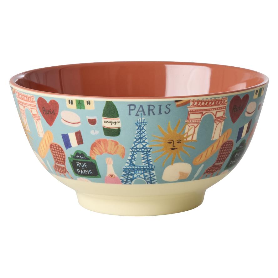Rice - Melamine Bowl with Paris Mon Amour Print - Burnt Orange - Medium - 700 ml (MELBW-PAMOA)