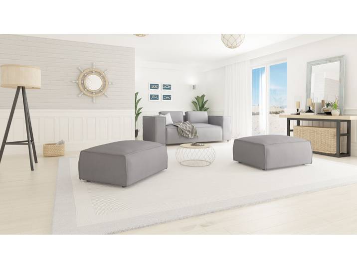 S-Style Möbel Victor - Moderner Fußhocker mit weichem Sitz - Grau