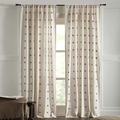 Cottage Home Astrid Linen Curtain, Grey, 108