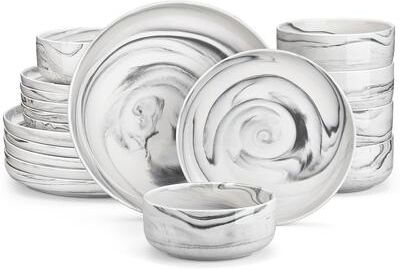 MALACASA LUNA 18-Piece Porcelain Dinnerware Set (Service for 6)