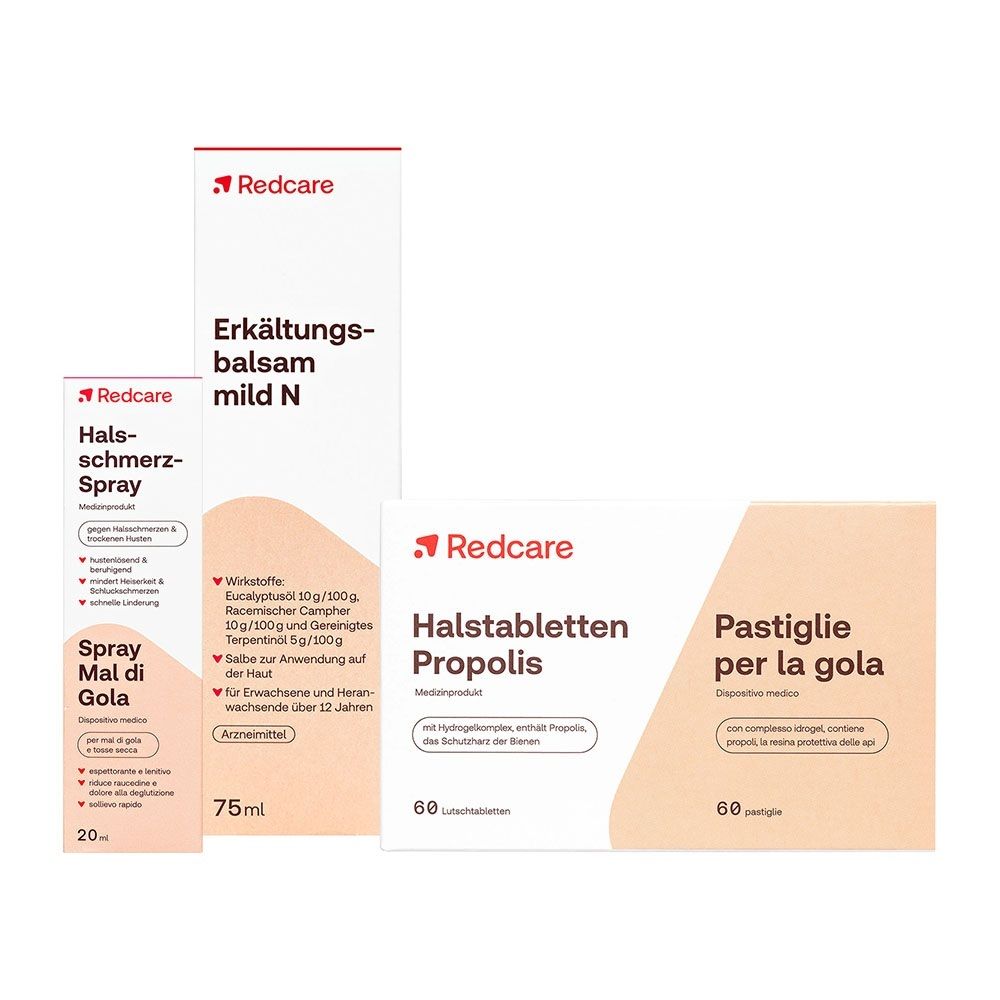 Redcare Halsschmerz-Spray + Halstabletten Propolis Erkältungsbalsam mild 1 St Set
