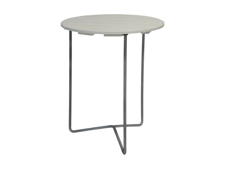 Grythyttan Stålmöbler Table 6B Chêne laqué blanc - pieds galvanisés, Ø60 cm