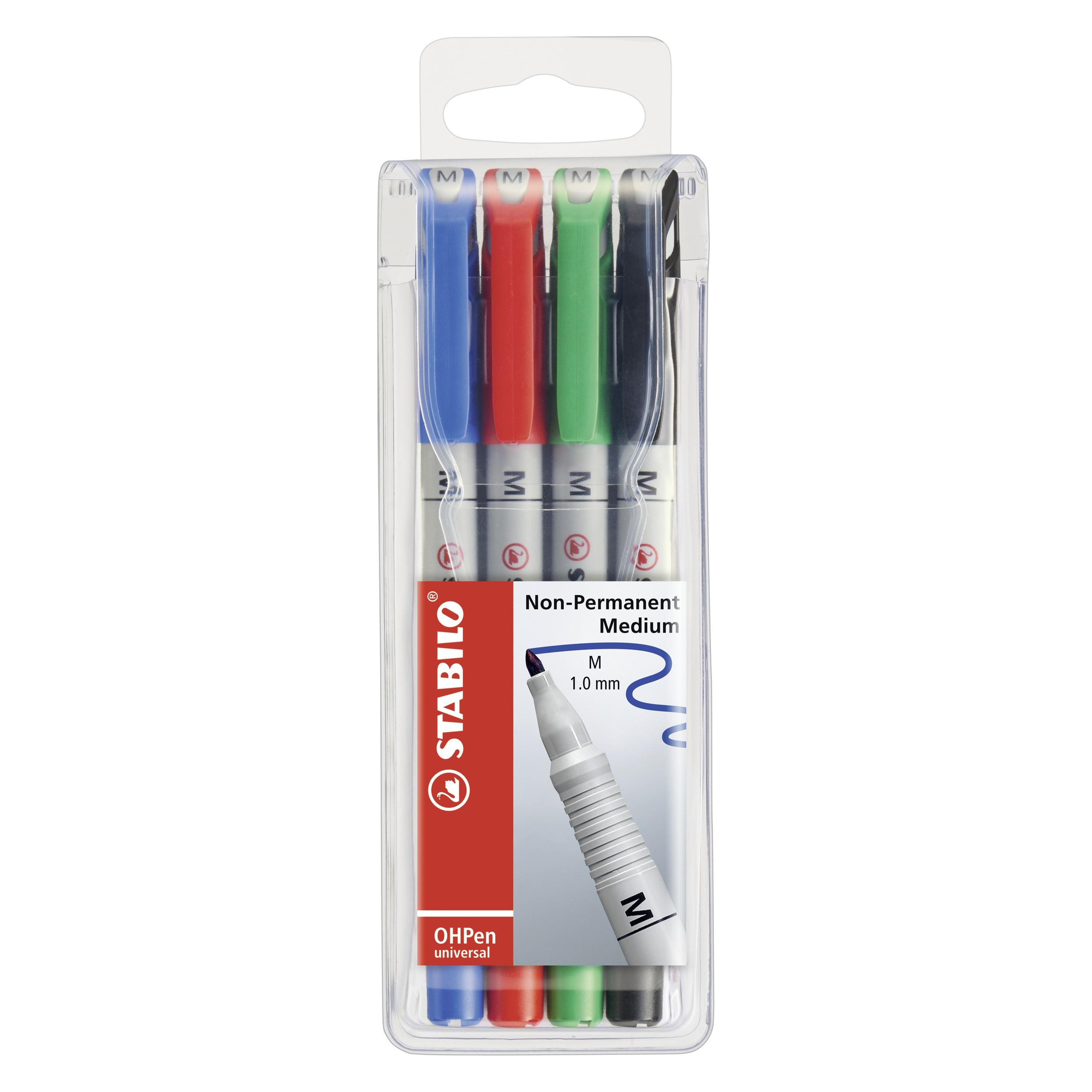 Stabilo OHPen universal Folienstift wasserlöslich (4x) (853/4)