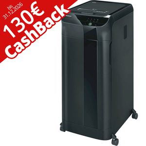 Fellowes Aktenvernichter 4963101 AutoMax 550C, mit Rollen, 130 Cashback, 550 Blatt Autofeed, 4x38 mm Partikel, P-4