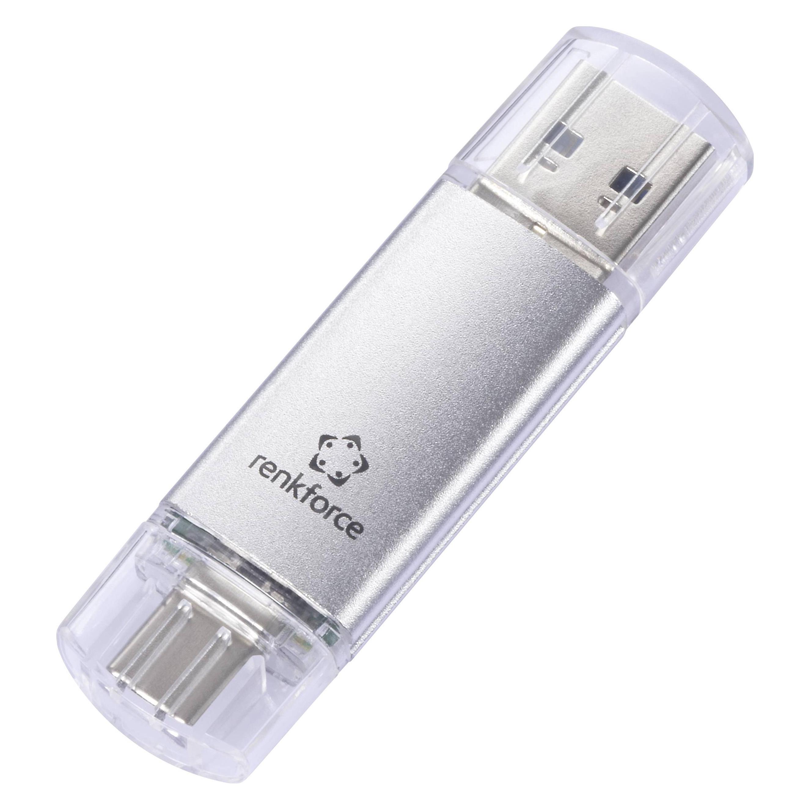 Renkforce RF-USBOS-230 USB-Stick Retail 64 GB Silber RF-6688140 USB 3.0, USB-C (64 GB, USB-C) (RF-6688140)