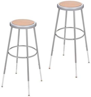 Hampden Furnishings (2 Pack) Flynn Collection Steel Frame Height Adjustable Science Stool, Grey