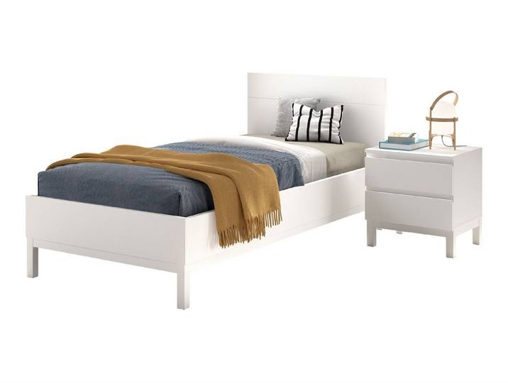 58 aufm Kessel Kinderbett Einzelbett Keely 90x200 mit Nachtkonsole weiß Kiefer massiv (inkl. Versand, Lieferung bis Verwendungsstelle), Praktisches Möbelset für Schlafkomfort und Stauraum