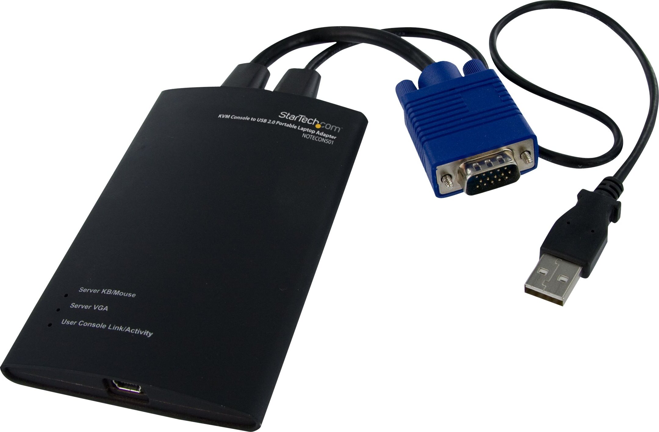 StarTech.com Tragbarer KVM Konsolen auf USB 2.0 Laptop Adapter - 1 x Typ A Buchse USB - 1 x Typ A Stecker USB, 1 x HD-15 Stecker VGA, 1 x Mini-DIN (PS/2) Stecker Tastatur/Maus - Schwarz