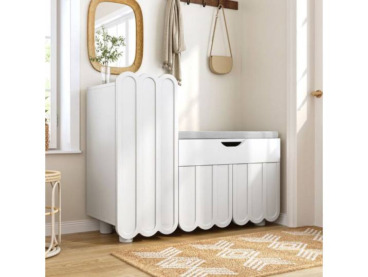 Meuble à chaussures - PDZZZD - Banc à chaussures - Blanc - 3 portes - 1 tiroir