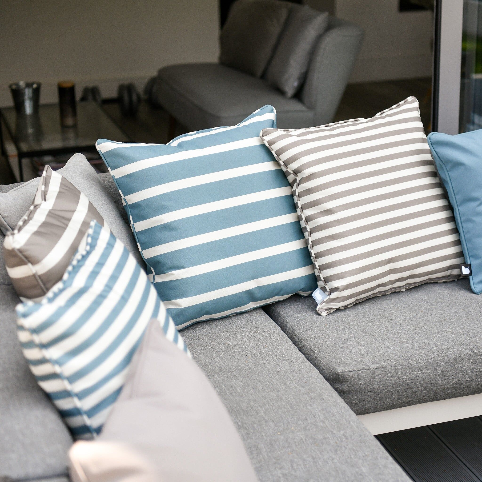 Extreme Lounging Outdoor Awning Stripe B-Cushion in Sea Blue