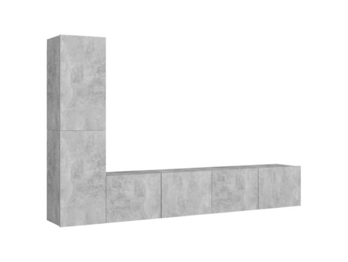 Kaorsrow 4-TLG TV-Schrank-Set Wandmontage Betongrau Holzwerkstoff Wandhängendes Lowboard Set für Wohnzimmer und Schlafzimmer bietet flexiblen Stauraum und moderne Beton-Optik.