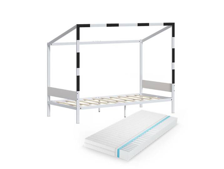 Lit pour enfant Goal 90x200 avec matelas Blanc/Noir Vitalispa 62986