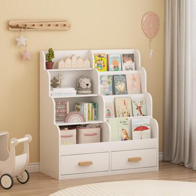 Kodotan sofa Kids Bookshelf with 2 Storage Drawers, Front-Facing Children's Bookcase and Toy Organizer, Multi-Tier Reading Shelf