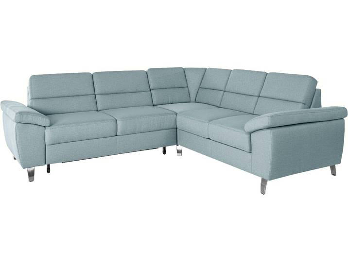 Ecksofa, Blau, 249x229 cm, Struktur Fein, Bettfunktion & Bettkasten, Modern, sit&more