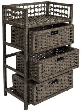 Value Selection Woven 3 Drawer Storage Chest With Paper Rope Drawers And Top Shelf grey