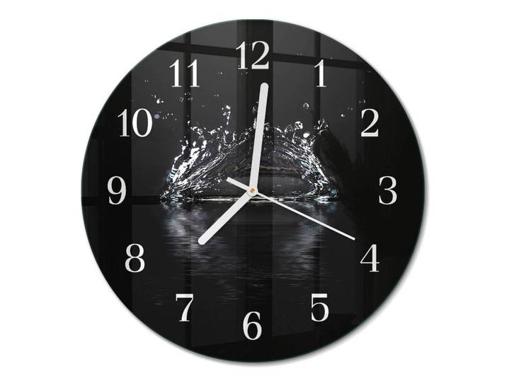 Tulup Wanduhr fi30 cm - Wasser, Schwarz, Glas, Rund, 30x30x0.4 cm, Dekoration, Uhren, Wanduhren