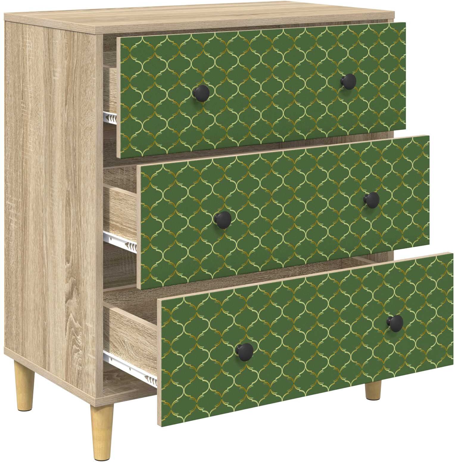 vidaXL Commode GELEEN Impression géométrique émeraude Sonoma