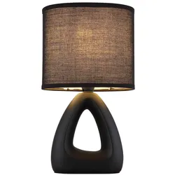Tischleuchte Keramik schwarz Nachttischleuchte Textilschirm Schlafzimmerlampe schwarz, E14 Fassung, LxBxH 17x10x30 cm