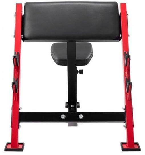 Preacher Curl Bank - Schwarz-Rot - Tragfähigkeit: 300 kg - Kohlenstoffstahl - Für Krafttraining von Bizeps und Trizeps