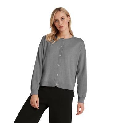 Cardigan FALKE "FALKE Cardigan", Damen, Gr. M, grau (light grau (3400)), Strickjacken