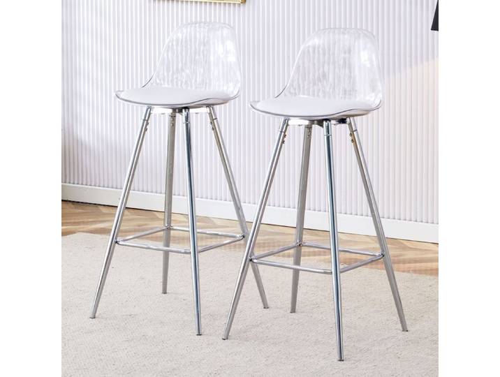 Chaises transparentes lot de 2 métal argenté