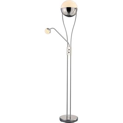 TRIO LEUCHTEN LED Stehlampe "CHRIS, LED Stehleuchte, mit Lesearm, Drehdimmer", grau (chromfarben), 2, Ø 28cm H: 180cm, 1 Stk., Leuchten, flexibles Leselicht getrennt schalten + dimmen, warmweißes Licht 3000K, LED Stehlampe