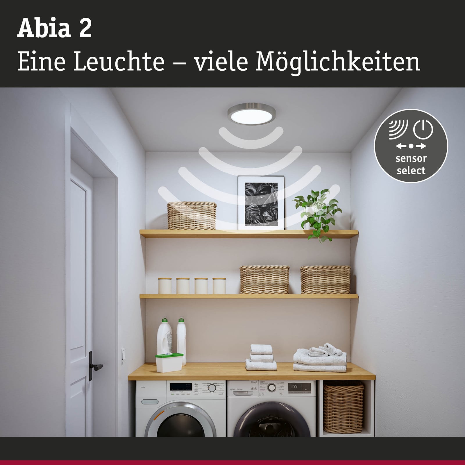 home24 Plafondlamp Abia type C zilver/zilver Ø 30cm met LED-module
