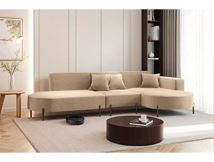 Fun Möbel Ecksofa Sofa VALENCIA mit Ottomane in Stoff Quelle, Ottomane Links oder Rechts, für Saugroboter geeignet