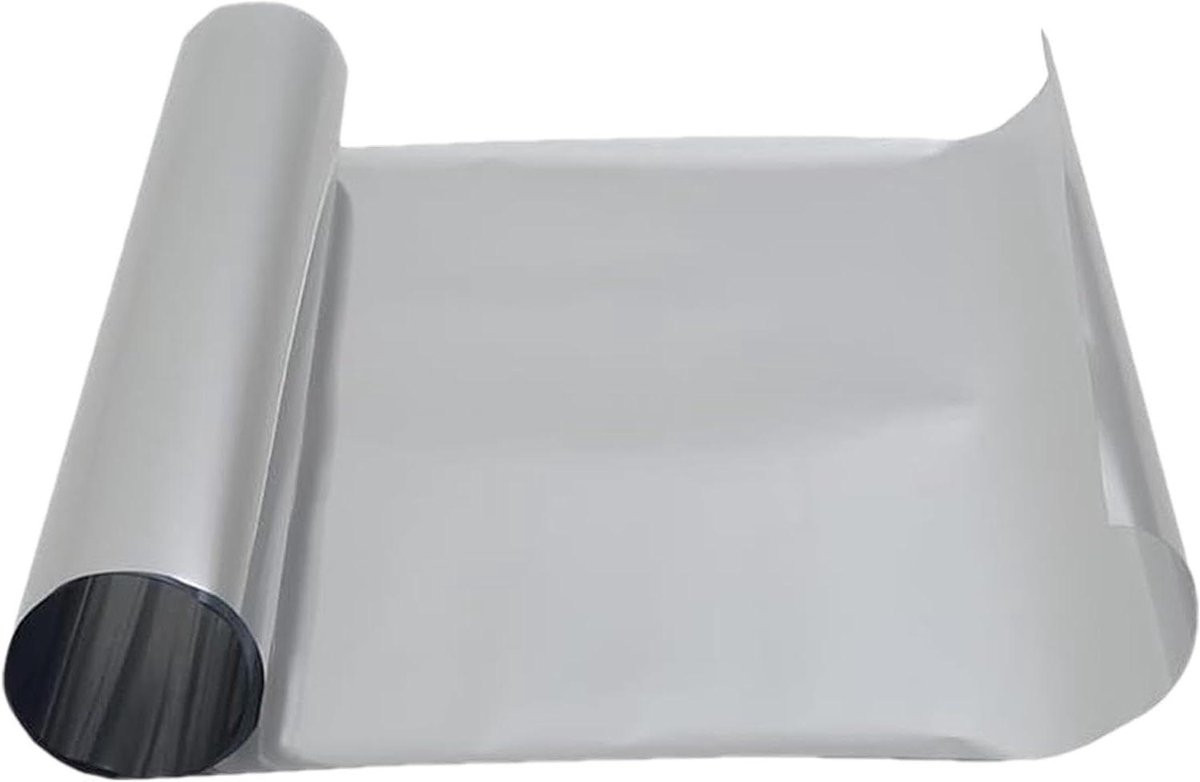 Zilveren privacy raamfolie met spiegel-effect en warmtewerende werking, statische hechting, 45 x 200 cm