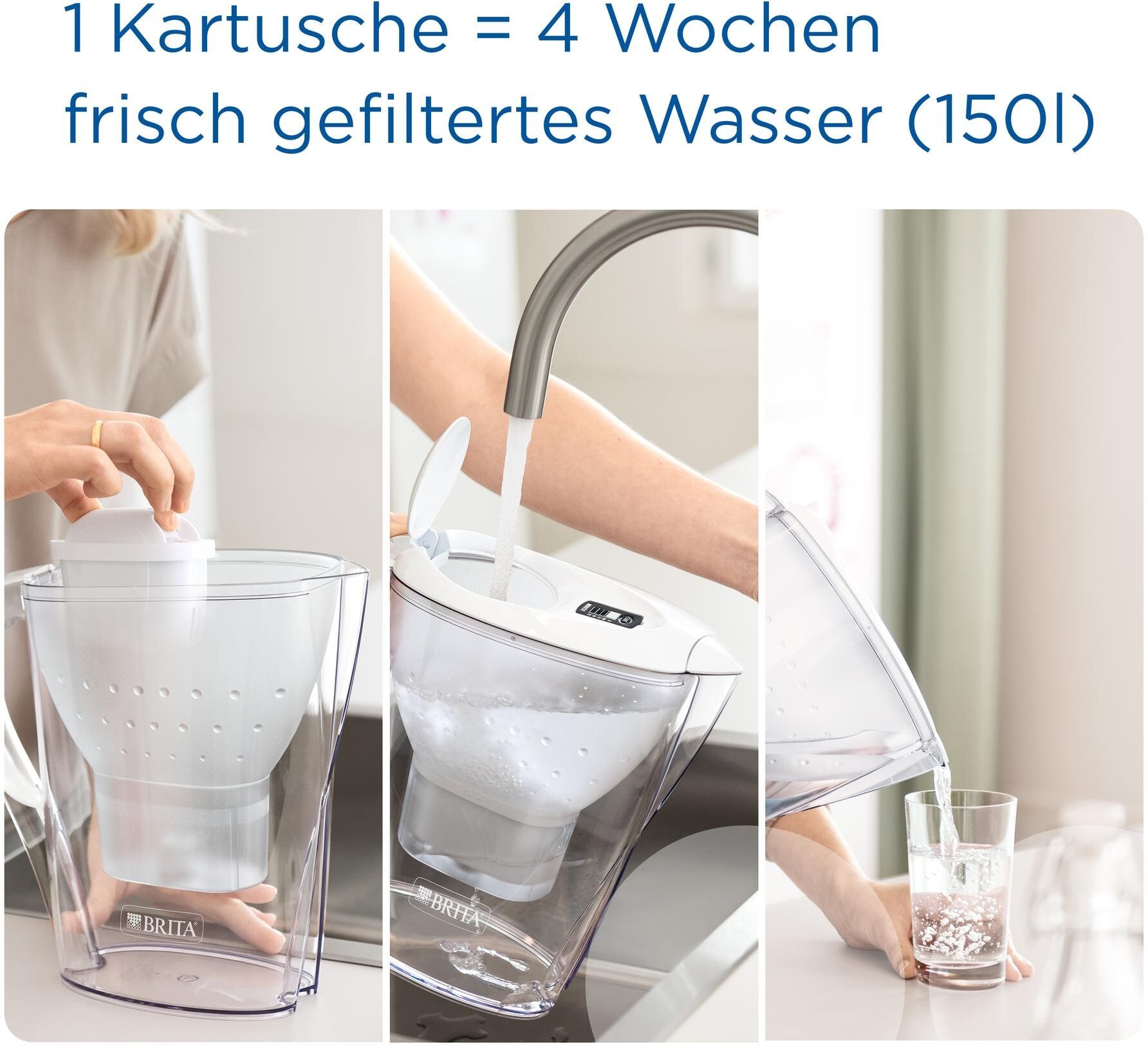 Wasseraufbereiter BRITA "Marella", blau, B:10,5cm H:25,8cm, Kunststoff, Kannen, Wasseraufbereiter blau 1,4 l
