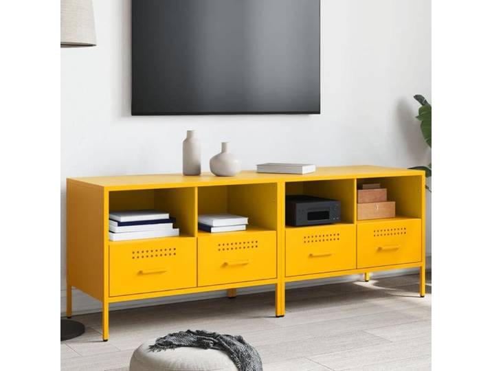 Meubles TV 2 pcs Armoires de Télévision avec Pieds Supports Télé avec Rangement Salle de Séjour Jaune Moutarde 843049
