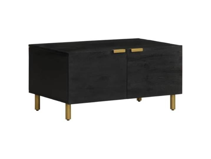 HEFZGDB Couchtisch Schwarz 80x50x40 cm Holzwerkstoff mit Metallgriffen Industrial Style Stauraum Kaffeetisch stabil robust langlebig