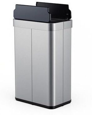 Costway 16 Gallon Trash Can with Wing Lids for Bedroom Bathroom Kitchen-Silver